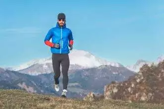 Marathon runner during winter training in altitude